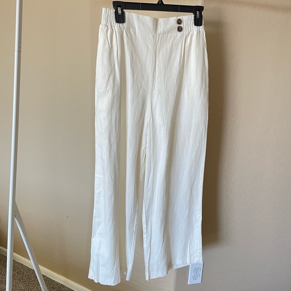 June & Hudson High Waist Linen Trouser Pants